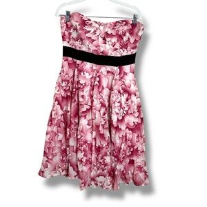 Maeve Strapless Pink Floral Party Dress Size 8